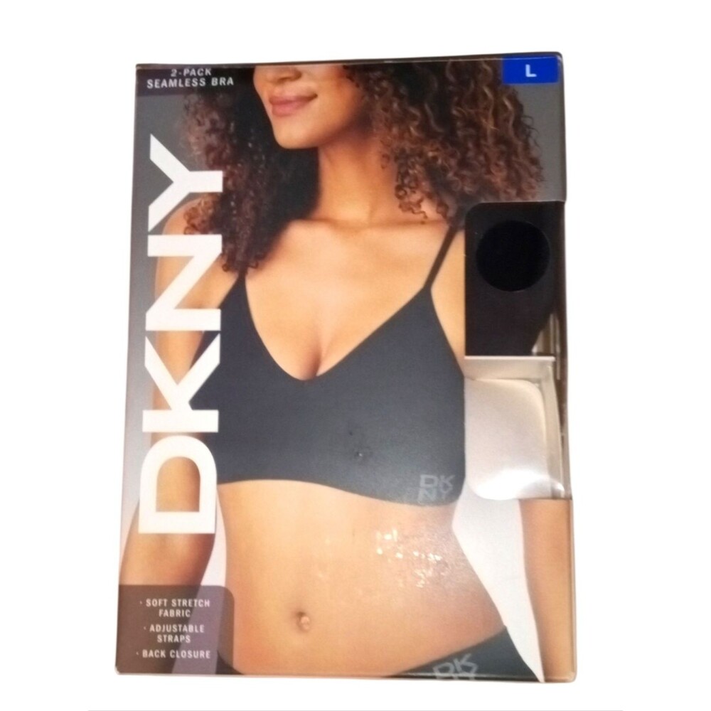 NWT DKNY 2 Pack Seamless Bras Size  Large Black White NIB